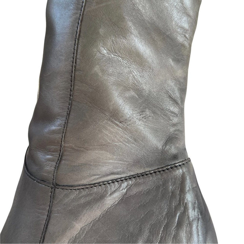 Franco Sarto A-Osteria Grey Leather Wedge Asymmetrical Zip Boots Size 11 - Picture 8 of 15